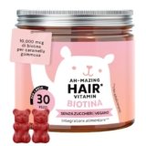 Biotina Gummies Ah-mazing Hair – Integratori per Capelli – Formula Potenziata – 10.000 µg di Biotina, Zinco, Vitamina B6, C, E e Iodio – 30 pezzi (1 Mese), Vegane, Senza Zucchero, Bears with Benefits