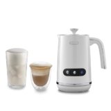 De’Longhi LatteMix EMF3.W Montalatte Automatico per Latte Vaccino e Vegetale, Funzioni Schiuma Calda e Fredda, Coperchio Trasparente, Comandi a Tre Pulsanti, Capacità 250 ml, Bianco