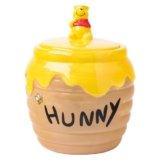 Silver Buffalo Disney Winnie the Pooh Honey “Hunny” Pot Sculpted 3D Hand Painted Ceramic Snack Cookie Jar (Small)