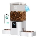 Frienhund Distributore Automatico Cibo Gatti Doppio App: 5G WiFi Dispenser Crocchette Gatto Con Alimentazione Lenta, 7L Dispenser Crocchette Gatto 2 Ciotole, Distributore Cibo Cani (ACF190W-C)