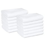 Amazon Basics Set Asciugamani Bagno Spugna 100% Cotone Asciugamani Viso 30×30 cm, Bianco, Confezione 12 Pezzi