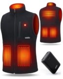 UNBON Gilet Riscaldato Uomo con Batteria USB 10000mAh, Giubbotto Riscaldato Uomo con 3 Temperatura 6 Zone di Calore, Gilet Riscaldante Pile Elettrico, Giacca Riscaldata per Moto Caccia, Nero, L
