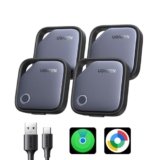UGREEN FineTrack Duo Supporto iOS Find My o Android Find Hub Smart Finder Ricarica USB-C Localizzatore SmartTag Tracker Bluetooth per Chiavi Bagaglio Portafoglio Bicicletta Zaino Borsa (4 pezzi)