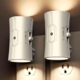 fesnne Night Light, LED Night Lights Plug into Wall, [2 Pack] Warm White 3000K, 0-100LM Adjustable Brightness Light Sensor Nightlights Plug in Wall for Hallway, Bathroom, Adults, Neutral Beige