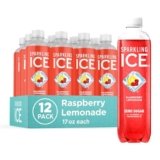 Sparkling Ice, Raspberry Lemonade Sparkling Water, Zero Sugar Flavored Water, with Vitamins and Antioxidants, Low Calorie Beverage, 17 fl oz Bottles (Pack of 12)