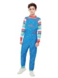 SMIFFYS Costume Chucky, Blu, con salopette e maglia Halloween, Carnevale