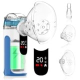 Aerosol Portatile Silenzioso – LIFOCI Macchina Aerosol Adulti e Bambini con Controllo Manuale per Risparmio Farmaco, Batteria 1200mAh, 3 Modalità, Autopulizia, Display LED (Blu)