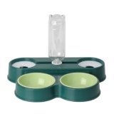 HYBEW 4 in 1 Pet Food Feeders with Automatic Water Bottle Bowl, Double Bowl Dog Feeder Toy for Cats and Dogs