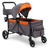 Jeep Sport All-Terrain Stroller Wagon by Delta Children – Includes Canopy, Parent Organizer, Adjustable Handlebar, Snack Tray & Cup Holders, Grey/Bonfire