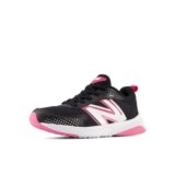 New Balance Kid’s Dynasoft 545 V1 Lace-Up Running Shoe, Black/Carnival Pink, 6 W Big Kid