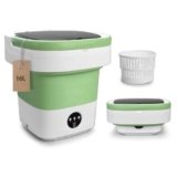 Portable Mini Washing Machine, Foldable Washer and Dryer with 3 Modes Deep Cleaning, Upgraded Small Collapsible Laundry for Hotel, Apartment, Home and Travel – Green