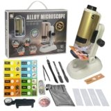 Microscope for Kids,100x-250x Portable Pocket Mini Microscope for Kids, Educational Science Kit with LED Lights, Alloy Handheld,14 Specimen Slides, 4 Blank Slides, STEM Toy for Ages 6-12