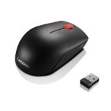 Lenovo Essential Compact Wireless Mouse, Collegamento Wireless tramite Nano USB 2.4 GHz, Sensore Ottico da 1000 DPI, Design Compatto ed Ergonomico, Ambidestro, Durata Batteria fino a 12 mesi, Nero