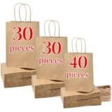 MAOOY 100 Pezzi Sacchetti Carta con Manici Kraft Marrone,Modelli Grandi, Medi o Piccoli-Buste Carta con Manico,sacchetti regalo,Borse Shopper Kraft per Alimenti Feste Compleanno Natale Matrimoni