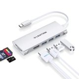 LENTION USB C Hub with 4K HDMI, 3 USB 3.0, SD/Micro SD 3.0 Card Reader, Compatible 2023-2016 MacBook Pro, New Mac Air/Surface, Chromebook, iPhone15 or More, Stable Driver Adapter (C34, Silver)