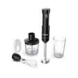 Frullatore a immersione senza fili, POYOCOM minipimer portatile ricaricabile, con cavo Type-C, frusta, tritatutto da 500 ml, recipiente da 600 ml per frullati, salse, pappe e zuppe – Nero