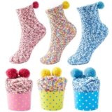 JARSEEN 3 Confezione Regalo Calzini Natale Calze San Valentino Caldi Donna Super Morbidi Calzettoni DIY (Rosa, Giallo, Blu, EU 36-42)