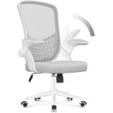 naspaluro Sedia da Ufficio,Sedie Scrivania Ergonomica Con Braccioli Ribaltabili a 90°,Poltrona Ufficio Lombare, Rivestimento in Rete Traspirante, Sedia Girevole a 360° Con Funzione Swing,Grigio