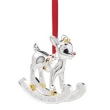 Lenox Ornaments, 2025 Babys 1st Christmas Rudolph Ornament, Silverplated Metal and Resin, Red Ribbon for Tree Decoration, Christmas Decorations, Winter Tree Ornaments, Rudolph Design (1 Piece)