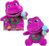 Barney’s World Toddler Toys by Fisher-Price, Barney Tall Plush, 10.5 -inch Figure with Sounds, Soft Texture for Play, Kids Ages 2+ Years
