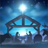 LFEEY 10x10ft Birth of Jesus Backdrop Christmas Night Manger Nativity Scene Silhouette Background Farm Barn Stable Christianity Photography Prop Studio Photo Booth Props