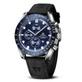 LN LENQIN Orologio Uomo Orologi Analogici Al Quarzo Impermeabili 30M Orologi Da Lavoro Alla Moda Con Datario Orologio in Pelle (Nero Argento Blu)