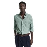 Gant Camicia da Uomo Reg Cotton Linen, Woody Green, S