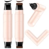 2 pcs eyeliner stamp nero e marrone, eyeliner stamp con doppio pennarello, a lunga tenuta, waterproof, asciugatura rapida, resistente alle sbavature, per principianti