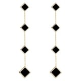 VGWON Orecchini Pendenti Lunghi in Oro 18K con Piccole Placche Madreperla/Nere/Bianche Stile Geometrico Elegante e Alla Moda Regalo per Donne Ragazze Sposa Matrimonio Feste (Nero)