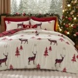 Bedsure Christmas Comforter Set Twin – Christmas Bed Set with Reindeer, Soft Bedding for Holiday, 2 Pieces, 1 Reversible Buffalo Check Printed Comforter and 1 Pillow Sham