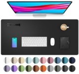 Aothia Non-Slip Waterproof PU Leather Desk Pad Protector for Mouse, Writing Desk, Office, Home, Laptop Blotter, 23.6″ x 13.7″, Black