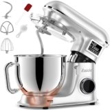 Zuccie Planetaria 1500W 8L Impastatrice Planetaria Robot da Cucina 6 Velocità Fermentazione e LCD Temporizzazione Multifunzione Impastatrice Professionale (Argento)