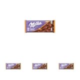 Milka Mandorlato, Tavoletta di Cioccolato al Latte e Mandorle intere – 100g (Confezione da 4)