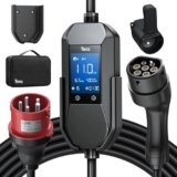 Tera Mobile Wallbox EV Caricatore Tipo 2: 11 kW 400 V 7,5 m 6–16 A Display 2,8″ Trifase CE & IP66 Cavo di ricarica con borsa Accessori per auto elettrica Adattatore EV P06