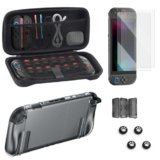 Switch 2 Accessories Bundle for Nintendo, 11-in-1: Travel Carrying Case, 2 Glass Screen Protectors, Dockable Console Protective Cover Shell, Thumb Grip Caps for Joycon Controller, Switch2 Game Kit