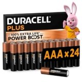 DURACELL Batterie Plus AAA (Confezione da 24) – Batterie Alcaline da 1,5 V – Fino al 100% di durata extra con Attivi POWER BOOST – Affidabilità per i dispositivi di utilizzo quotidiano – MN2400