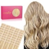 WENNALIFE Extension Capelli Veri Biadesivo, 40pz 60cm 100g Biondo Chiaro con Riflessi Biondi Dorati Extension Biadesive Capelli Veri Lisci Remy Tape in Hair Extensions Capelli Setosi