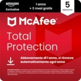 McAfee Total Protection – 5 Dispositiv 2026, 15 mesi, Esclusiva Amazon | Antivirus, VPN gestore delle password, software di sicurezza| Abbonamento con rinnovo automatico, Scarica
