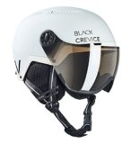 BLACK CREVICE Casque de ski Chamonix I Casque de ski avec visière Style pilote en différentes couleurs I Hommes & femmes I Casque de snowboard unisexe (L, Bianco Opaco Carbonio/Nero)
