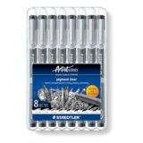 Staedtler Pigment Liner – Penne Nere con Inchiostro ad Asciugatura Rapida, Penne Punta Fine Ideali per Disegno Tecnico e Scrittura, Set Penne Indelebili per Cancelleria Scuola Università Ufficio, 6 Pz