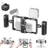 NEEWER Gabbia Telefono Rig Video Universale e Maniglia Laterale con Scatto Bluetooth, Stabilizzatore Smartphone per Registrazione Video Compatibile con iPhone 15 Pro Max 15 Pro Galaxy S24 Ultra,PA009E