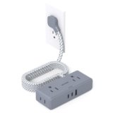 Extension Cord 15 ft, BESHON Flat Plug Power Strip, Long Power Strip, 4 Widely Outlets with 3 USB Ports (2 USB C), Extension Cord with Multiple Outlets for Home, Office, Dorm Room Essentials Gray
