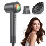 Haokoo Phon Capelli Professionale ad Alta Velocità – 150.000 RPM Asciugacapelli Ionico per Uso Quotidiano, Asciugatura Veloce con Controllo Termico, 8 Impostazioni con Diffusore, per Casa, Viaggio