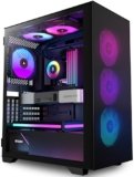 KEDIERS Case PC – 6 ventole PWM preinstallate, custodia da gioco ATX Mid Tower Case per computer a rete con aperture laterali in vetro temperato, H05, nero