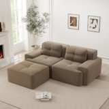 Bladez Boneless – Divano angolare modulare a forma di L, divano Cloud Loveseat con seduta profonda e sgabello, divano letto senza montaggio, ampie bracciole, base antiscivolo, per soggiorno (Marrone