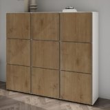 Mai & Mai Scarpiera Portascarpe 135x36x120cm, Porta Scarpe Armadio Scaffale Portascarpe 9 Ante + 18 Scomparti per Ingresso Soggiorno, Camera da Letto Schuhschrank02, Bianco opaco+Marrone chiaro