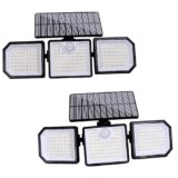 siarenomo Solar Outdoor Lights,2500LM 167 LED Motion Sensor Outdoor Lights，IP65 Waterproof，270°Wide Angle with 3 Modes，3 Heads Security Light for Frontdoor Bcakyard Yard (2)