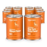 Amazon Basics Wet Dog Food Cuts in Gravy Variety Pack, Ribeye Flavor and New York Strip Flavor, Made with Real Chicken and Beef, 13.2 Oz, (6 cans of Each Flavor. 12 cans in Total)