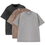 Eadali 3 Pack Men’s Oversized T-Shirts – Washed Cotton Loose Fit Tees, Drop Shoulder Crew Neck, Vintage Baggy Style Streetwear Tops(Black/Brown/Gray,M)