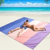 WIWIGO Beach Blanket Waterproof Sandproof Beach Mat 79″ X 83″/10’x9’for 2-8 Adults Quick Drying Outdoor Picnic Mat Beach Accessories for Travel, Camping, Hiking